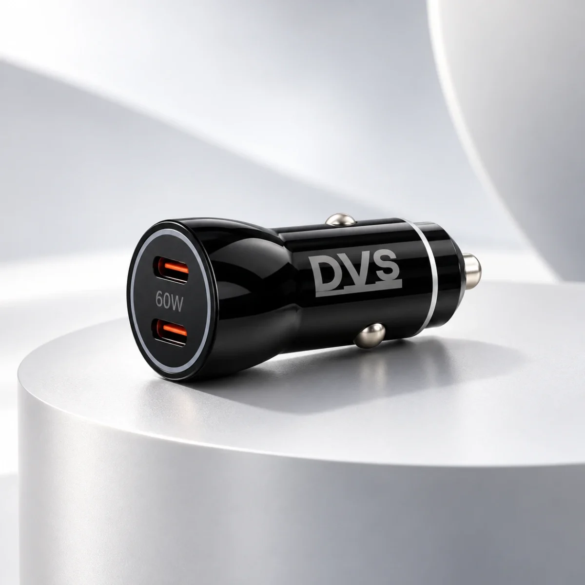 Încărcător auto DVS, 60W, USB-C + USB-A