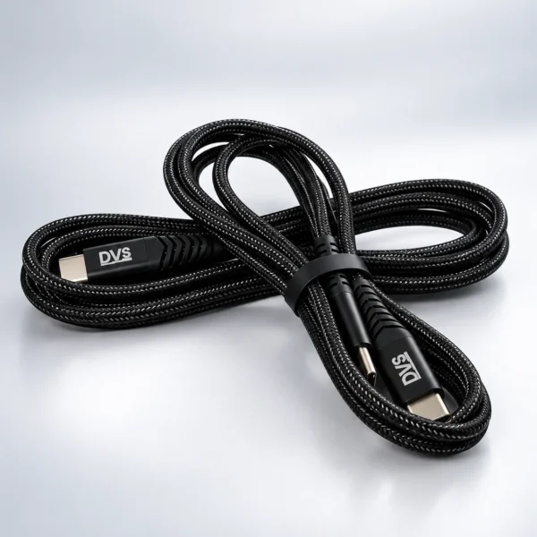 Cablu DVS USB-C la USB-C, împletit, 1,5 m