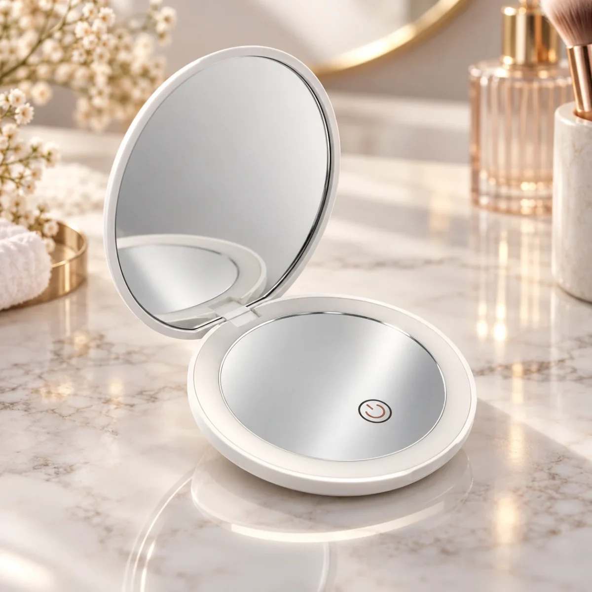 Oglindă de machiaj cu iluminare LED, reîncărcabilă