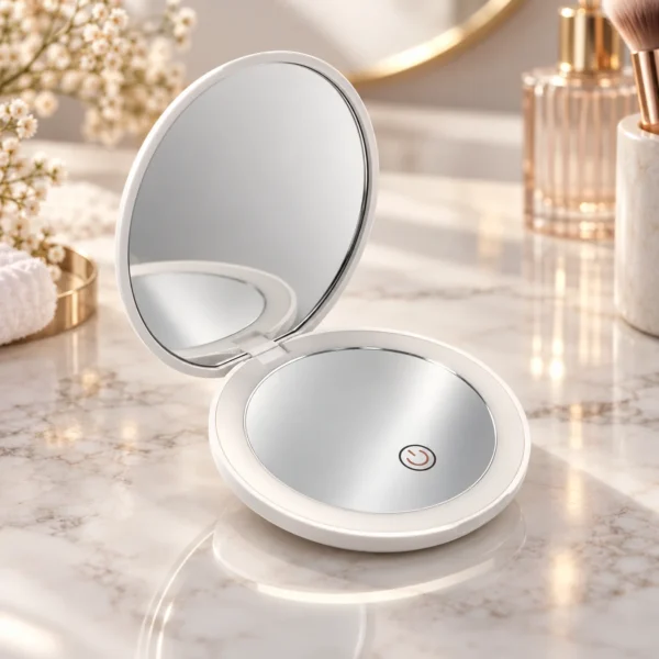 Oglindă de machiaj cu iluminare LED, reîncărcabilă