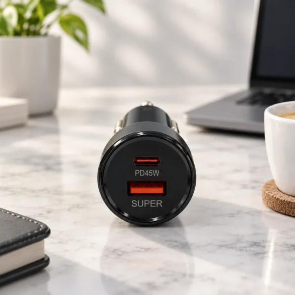 Încărcător auto rapid 75W, USB-C PD + USB-A